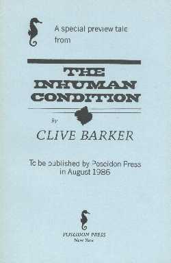 A Special Preview Tale from The Inhuman Condition — Proof mit Stephen-King-Würdigung, Poseidon, 1986
